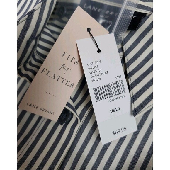 Lane Bryant Button Shirt Women's Size 2X (18/20) Striped Long Sleeve NWT - Picture 6 of 13
